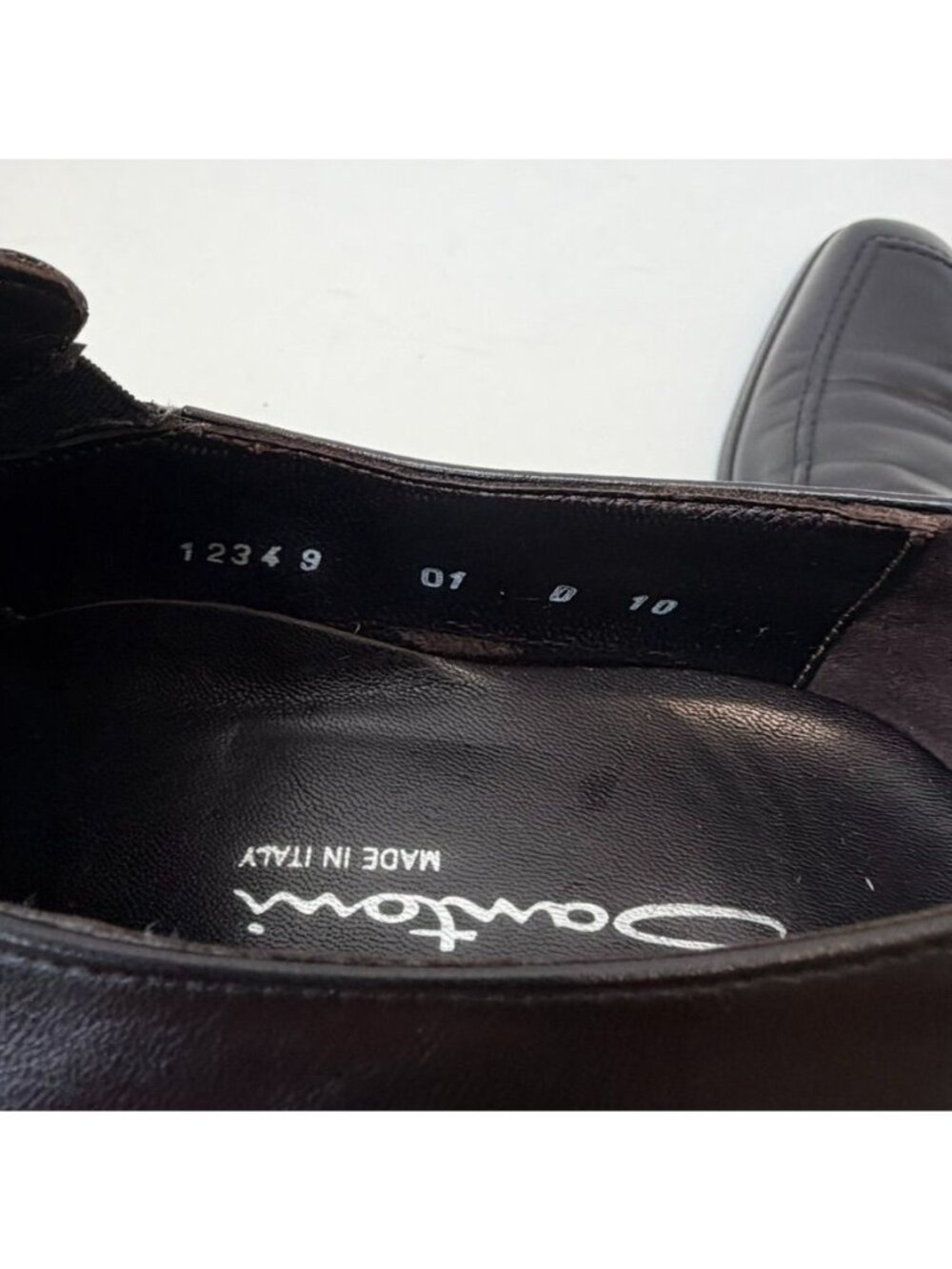 Santoni Leather Slip-On Dress Loafers Men's Size 10D Black Made In Italy - Picture 7 of 10
